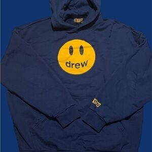 DREW Dark Blue Hoodie with Bright Yellow Emblem